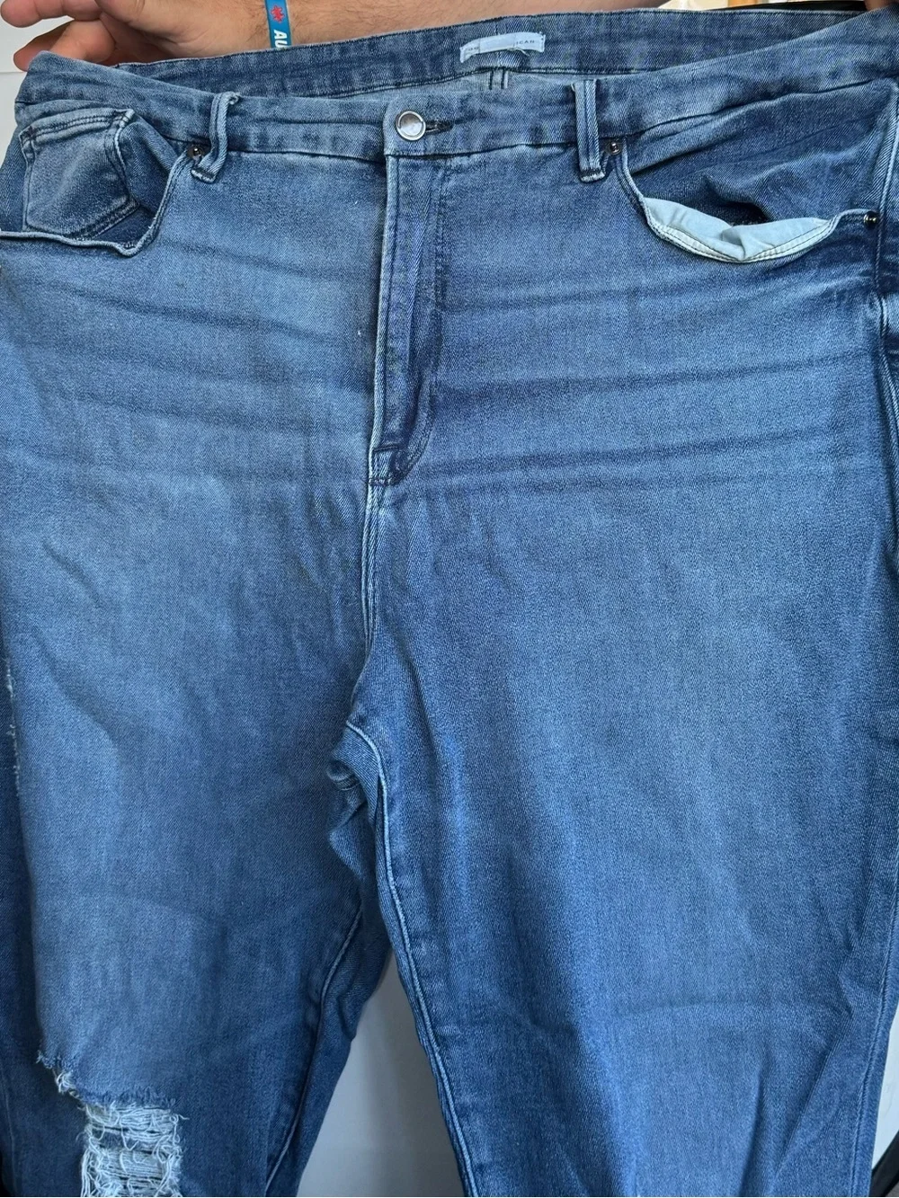 Good American Distressed Stretch Good Classic Slim High Rise Jeans Size 24